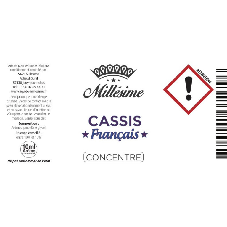 Concentré Cassis français / Millésime