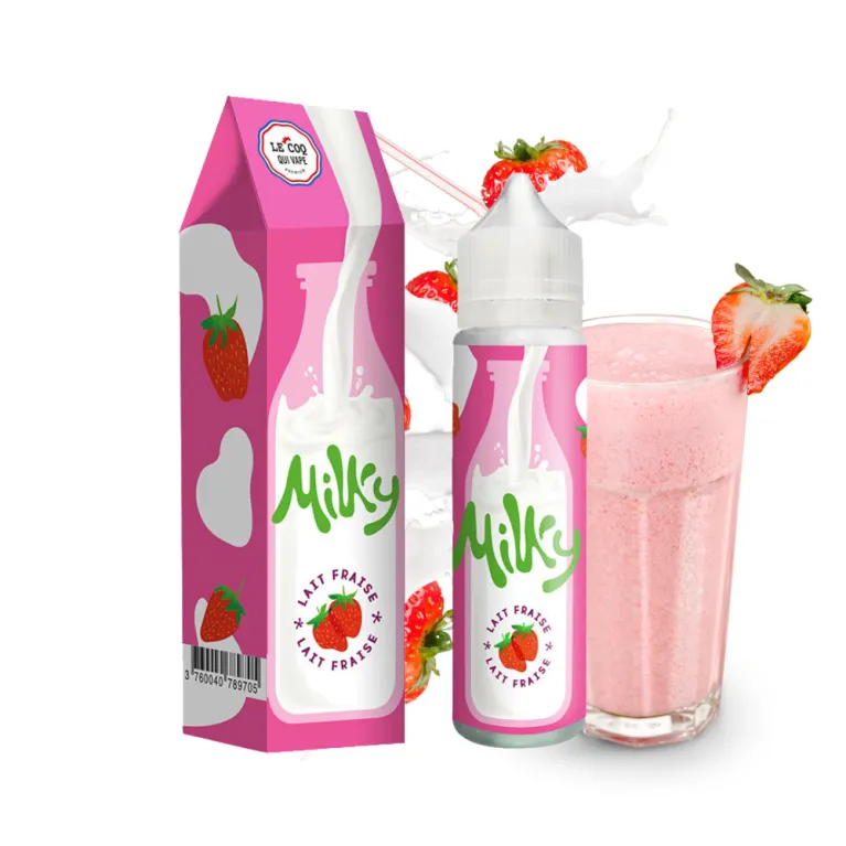 Eliquide Lait Fraise / Milky / Le Coq qui vape