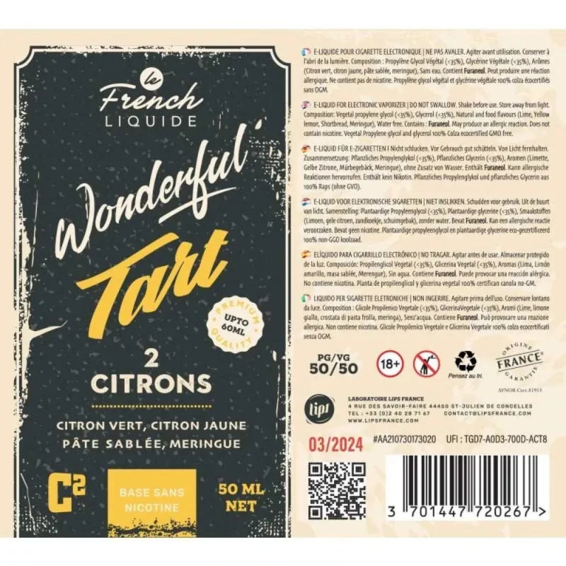 Eliquide Wonderful Tart 2 Citrons / Le French Liquide